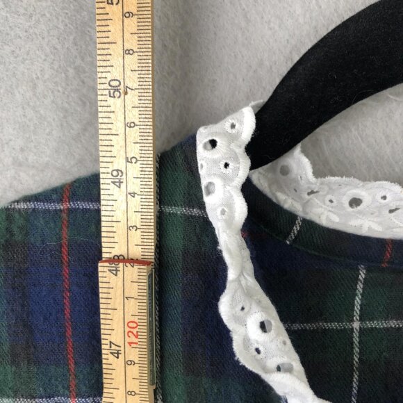 Vintage Geffy Nightgown Womens Small Plaid Flannel Lace Trim Dress 90s - Picture 5 of 16